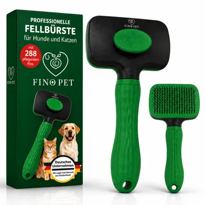 FinoPet Hundebürste Katzenbürste automatischer Selbstreinigungsknopf
