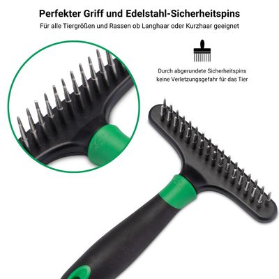 FinoPet Entfilzungsstriegel, Harkenkamm, Fellentwirrer, Hundebürste