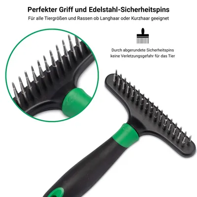 FinoPet Striegel Entfilzungsstriegel Harkenkamm Fellentwirrer Hundebürste