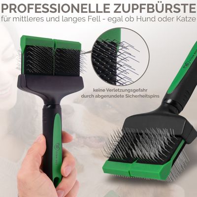 FinoPet Zupfbürste Hund Slicker Bürste für Langhaar Pudel Katzenbürste
