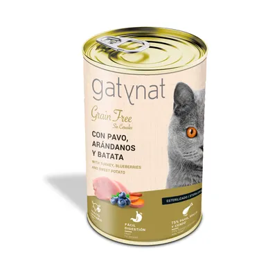 Gatynat Grain Free Pavo, Arándanos y Batata pack 12 uds x 400 gr Gatynat Grain Free Pavo, Arándanos y Batata pack 12 uds x 400 gr