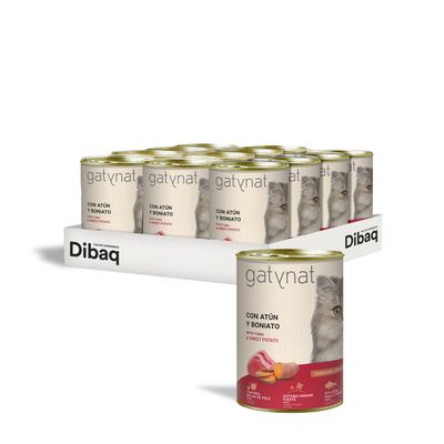 Gatynat Atún y boniato pack 12 uds x 400 gr
