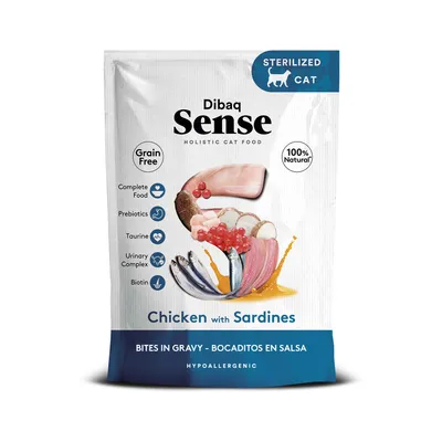 Dibaq Sense Bocaditos en salsa Pollo con Sardinas pack 12 uds x 100gr