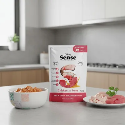 Dibaq Sense Bocaditos en salsa Pollo con Atún pack 12 uds x 100gr Dibaq Sense Bocaditos en salsa Pollo con Atún pack 12 uds x 100gr