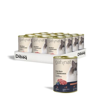 Gatynat Buey y arándanos pack 12 uds x 400 gr