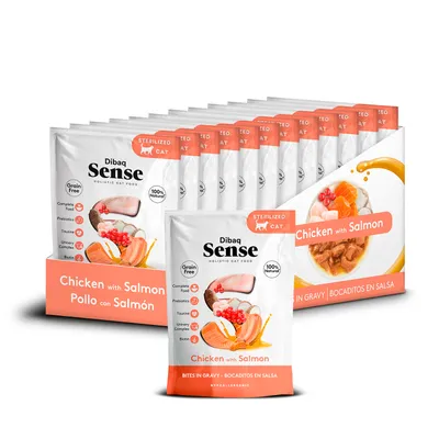 Dibaq Sense Bocaditos en salsa Pollo con Salmón pack 12 uds x 100gr Dibaq Sense Bocaditos en salsa Pollo con Salmón pack 12 uds x 100gr