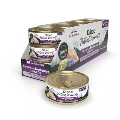 Dibaq Natural Moments 5 Star Esterlizado Pavo con Arándanos 12 uds x 70 gr