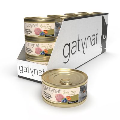 Gatynat Grain Free Pavo, Arándanos y Batata pack 12 uds x 85 gr