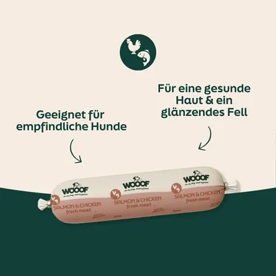 WOOOF Frischfleischwurst Lachs & Huhn getreidefrei