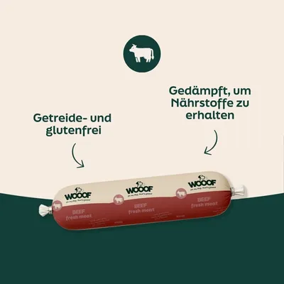 WOOOF Frischfleischwurst Rind getreidefrei WOOOF Frischfleischwurst Rind getreidefrei