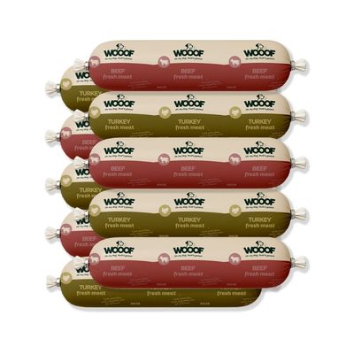 WOOOF Frischfleischwurst-Paket Truthahn & Rind getreidefrei
