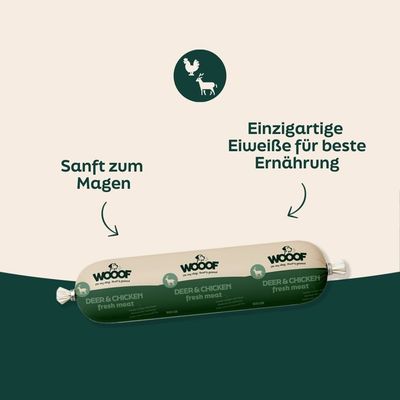 WOOOF Frischfleischwurst Hirsch & Huhn