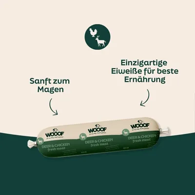 WOOOF Frischfleischwurst Hirsch & Huhn