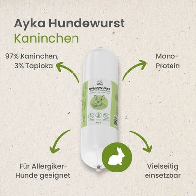 Kauartikel.com AYKA Hundewurst Kaninchen