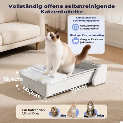 Robotail C32 Offene selbstreinigende Katzentoilette mit App-Steuerung