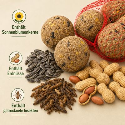 KLASEBO Premium Meisenknödel mit Insekten und Netz