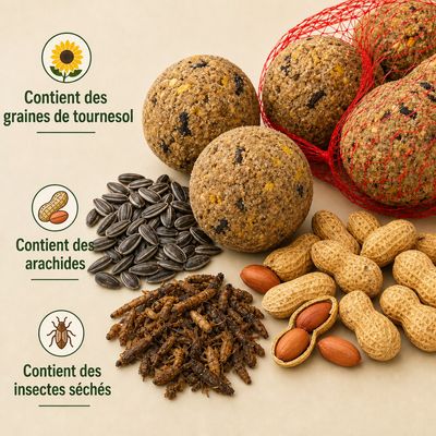 KLASEBO Boules de graisse Premium aux insectes en filet