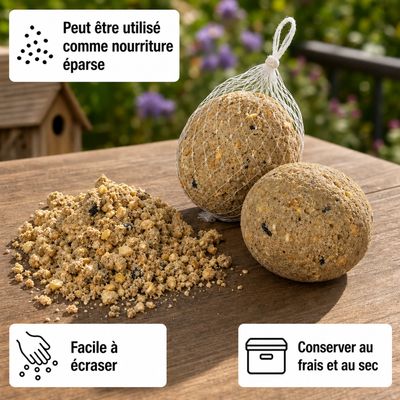 KLASEBO Boules de graisse en filet pour oiseaux sauvages