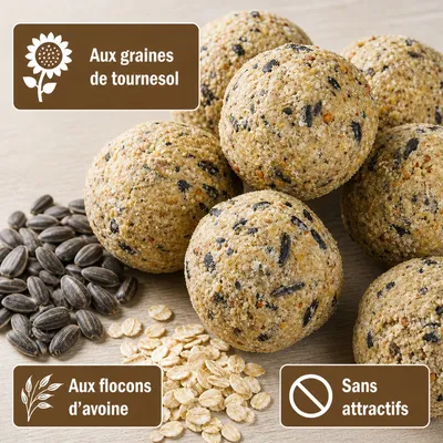 KLASEBO Boules de graisse sans filet pour oiseaux sauvages