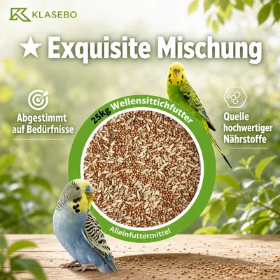 KLASEBO Wellensittichfutter mit Nackthafer und Hirse KLASEBO Wellensittichfutter mit Nackthafer und Hirse
