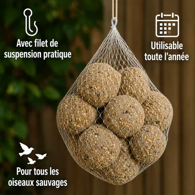 KLASEBO Boules de graisse en filet pour oiseaux sauvages, grand format KLASEBO Boules de graisse en filet pour oiseaux sauvages, grand format