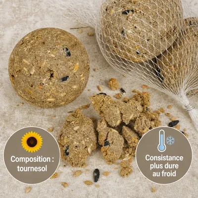 KLASEBO Boules de graisse en filet pour oiseaux sauvages, grand format KLASEBO Boules de graisse en filet pour oiseaux sauvages, grand format