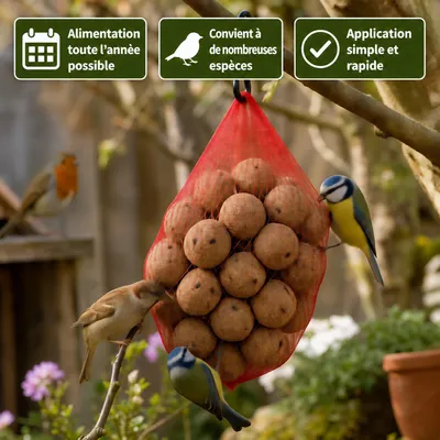 KLASEBO Boules de graisse Premium aux insectes en filet pour le jardin KLASEBO Boules de graisse Premium aux insectes en filet pour le jardin