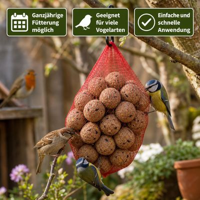 KLASEBO Premium Meisenknödel mit Insekten im Netz für Gartenvögel