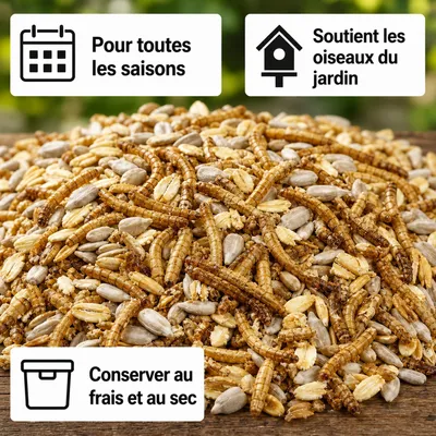 KLASEBO Mélange Deluxe sans coques aux vers de farine pour oiseaux