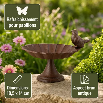 Esschert Design Abreuvoir à oiseaux sur pied en fonte, aspect ancien Esschert Design Abreuvoir à oiseaux sur pied en fonte, aspect ancien