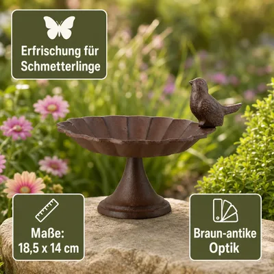 Esschert Design Vogeltränke mit Fuß aus Gusseisen, antik Esschert Design Vogeltränke mit Fuß aus Gusseisen, antik