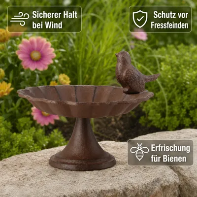 Esschert Design Vogeltränke mit Fuß aus Gusseisen, antik Esschert Design Vogeltränke mit Fuß aus Gusseisen, antik