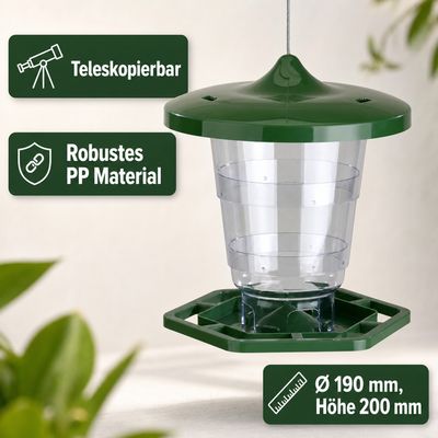 GartenMeister Vogelfutter-Silohaus grün, teleskopierbar