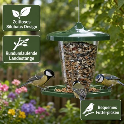 GartenMeister Vogelfutter-Silohaus grün, teleskopierbar