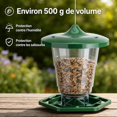 GartenMeister Silo à graines pour oiseaux vert, télescopique