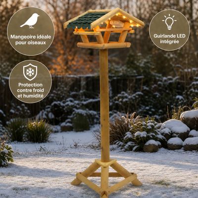 Westfalia Mangeoire pour oiseaux sur pied avec guirlande LED et minuterie