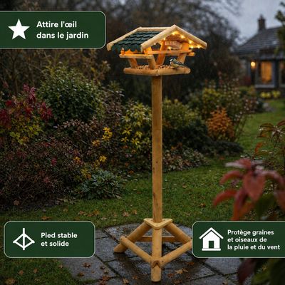 Westfalia Mangeoire pour oiseaux sur pied avec guirlande LED et minuterie