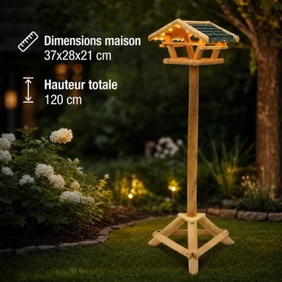 Westfalia Mangeoire pour oiseaux sur pied avec guirlande LED et minuterie