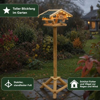Westfalia Vogelfutterhaus mit LED-Lichterkette und Timer, freistehend
