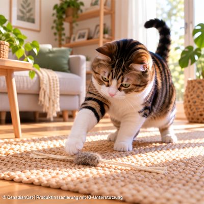 Canadian Cat Company Katzenspielzeug mit Hasenfell-Imitat & Kordeln
