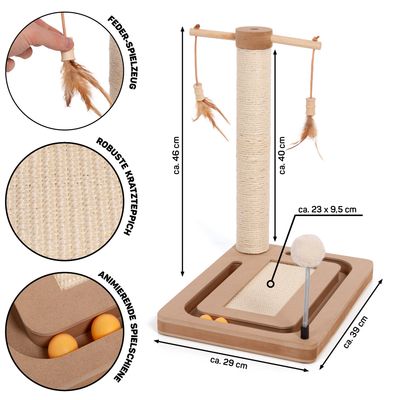 Canadian Cat Company Kratzstamm PLAYTOP Katzenspielplatz mit Spielschiene
