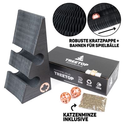 Canadian Cat Company Kratzspielzeug TREETOP Kratzpappe mit Spielbällen