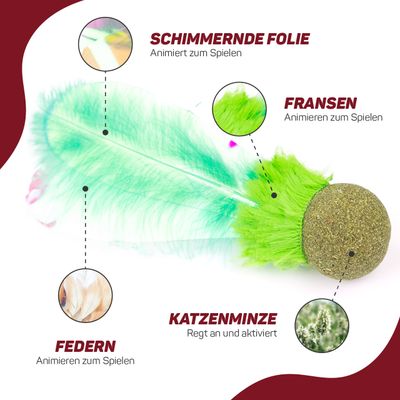 Canadian Cat Company Katzenspielzeug Federball mit Katzenminze & Feder