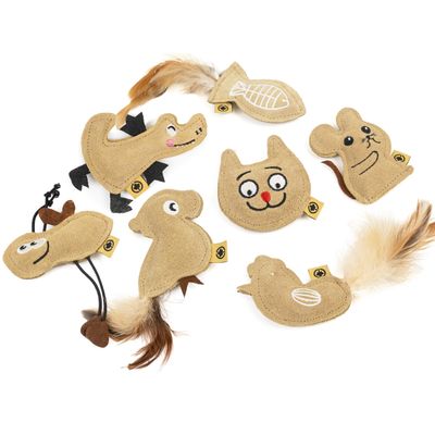 Canadian Cat Company 7er-Set Spielkissen Lederkissen mit Katzenminze