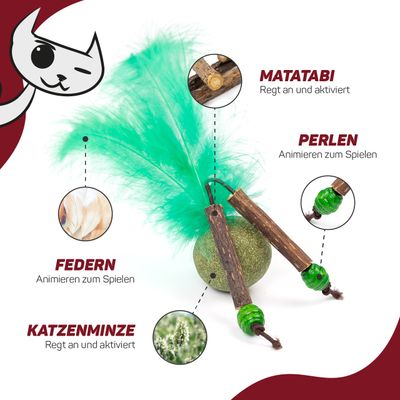 Canadian Cat Company Katzenspielzeug Federball mit Katzenminze mit Matatabi