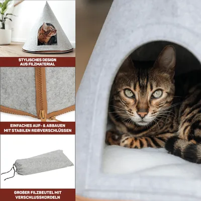 Canadian Cat Company Katzenhöhle CONE aus Filz inkl. Flauschkissen