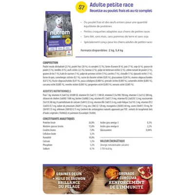 Nutram Croquettes Sound S7 Small Adult au poulet pour chien de petite race