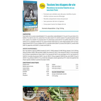Nutram Croquettes Total Grain Free T25 saumon et truite pour chien