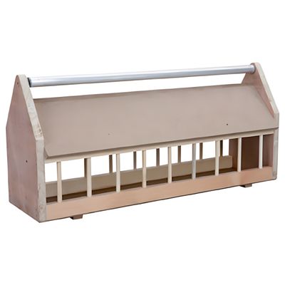 Natural Taubenfuttertrog aus Holz mit Rolle aus Metall