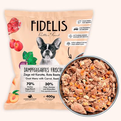FIDELIS Ziege mit Karotte, Rote Beete und Pfirsich (400g) gefroren